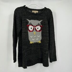 Democracy Womens Whimsical Owl Sweater Size M Oversized Cozy Quirky Nerd